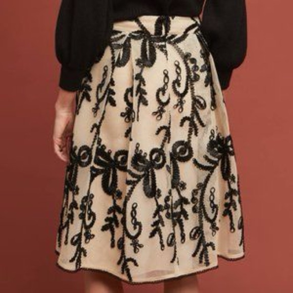 Anthropologie DRA embroidered tulle midi skirt